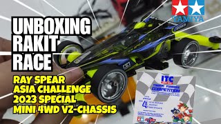 Unboxing Rakit Race Tamiya Mini 4WD Ray Spear Asia Challenge 2023 VZ Chassis