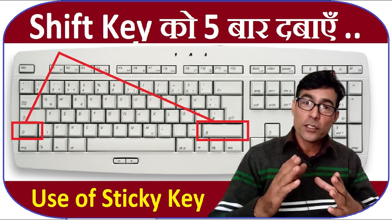 Shift Key. Press Key. Wrong Keyboard. Flash Sticky Key. Key is wrong