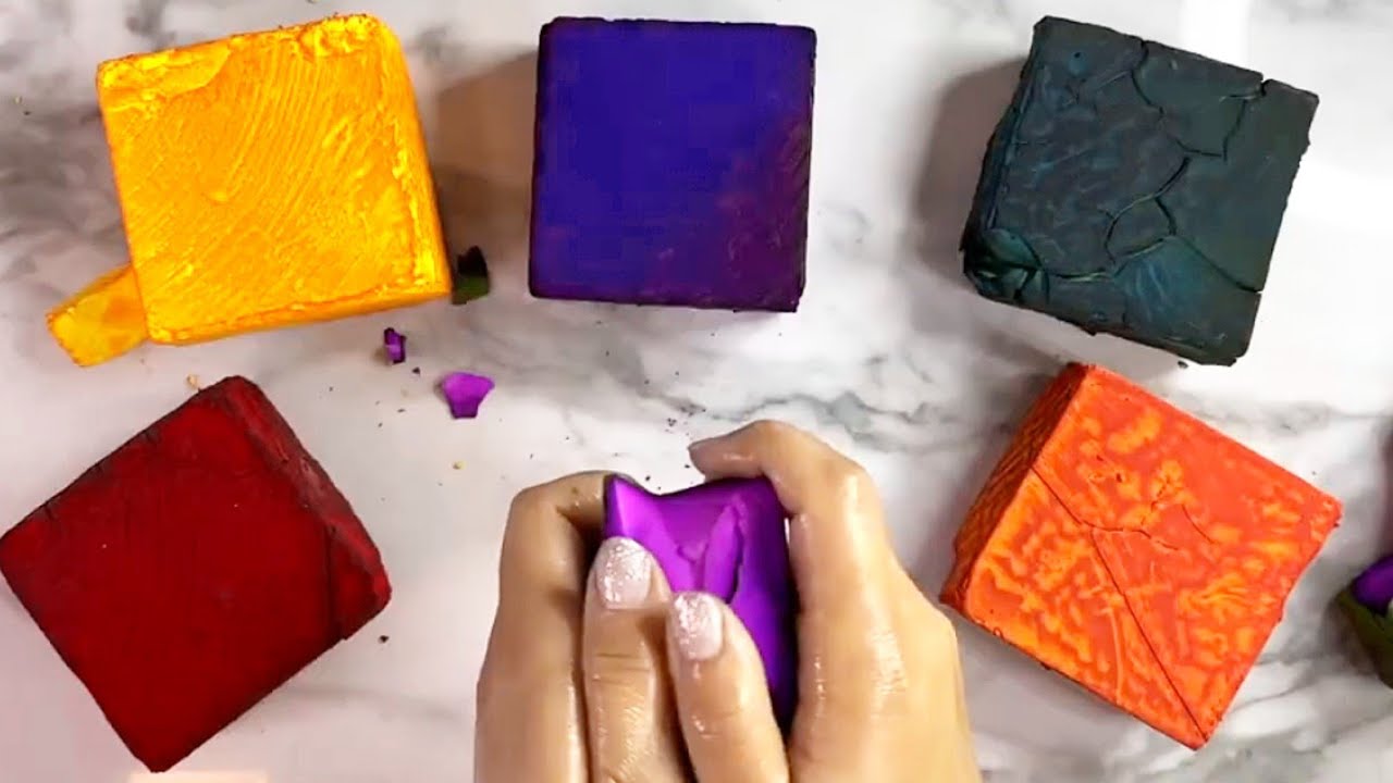 Colourful Dyed Gym chalk Crumbling #oddlysatisfying #gymchalkcrush # ...