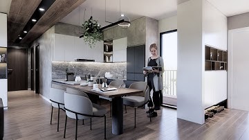 Modern Livingroom & kitchen | Enscape 3.0 in Realistic Render | 4K animation