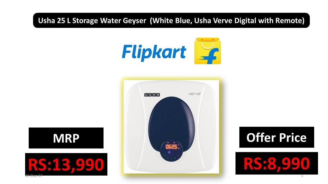 Usha 25 L Storage Water Geyser (White Blue, Usha Verve Digital with Remote)  - YouTube