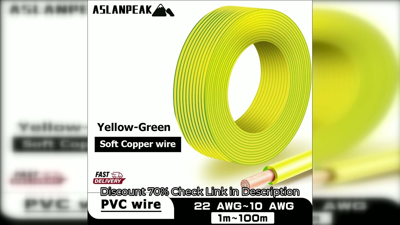 RV-Yellow-Green 22-10AWG 1-100m PVC Copper wire Electrical wires Ground wire electric extension cord