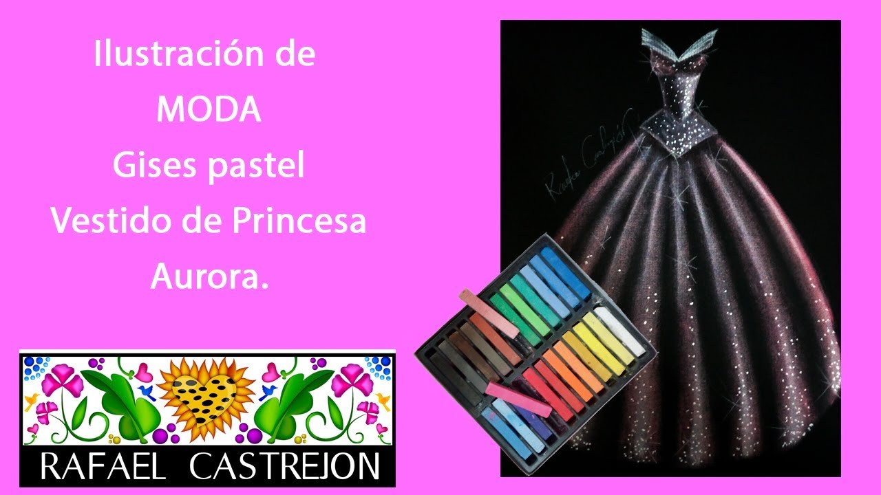 Ilustración de Moda Técnica Gis al pastel