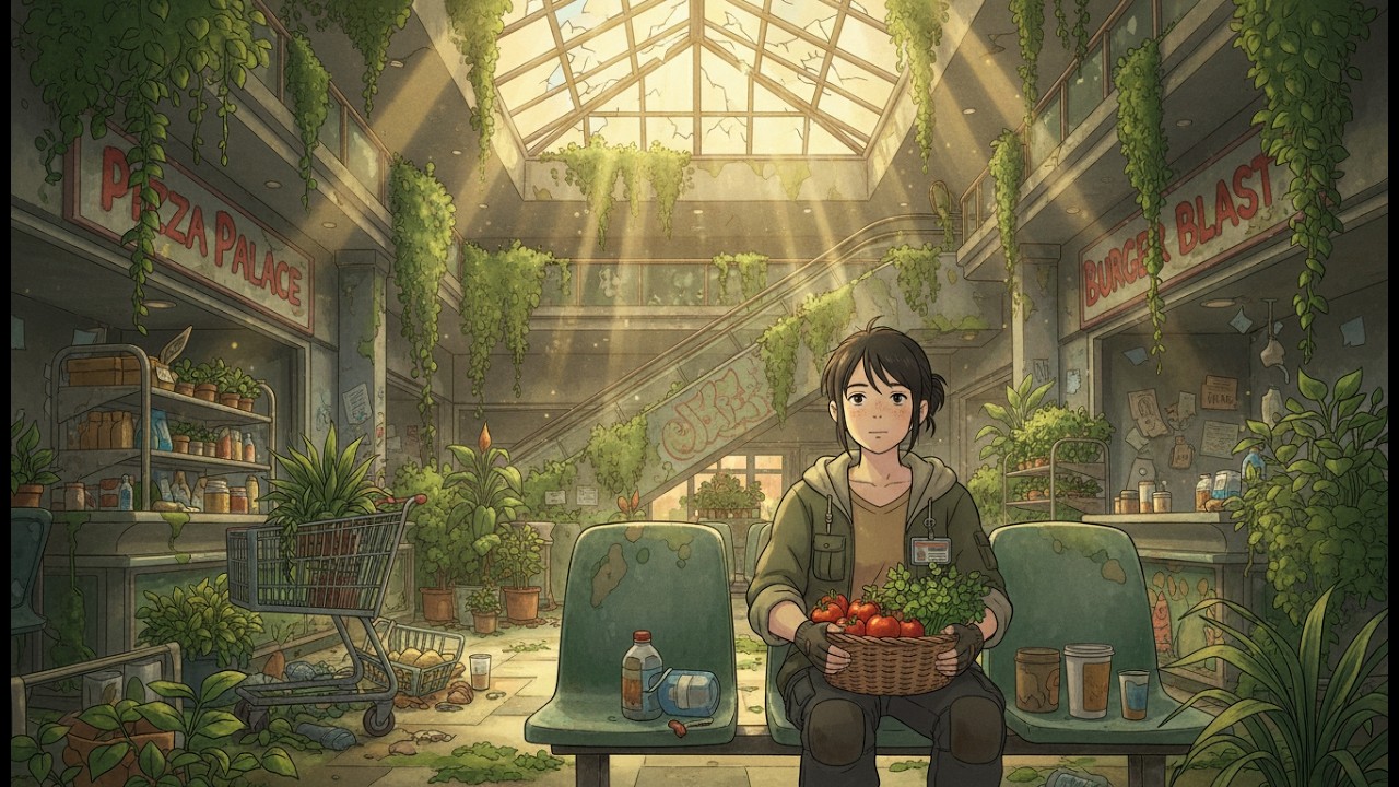 Теплица в Заброшенном ТЦ 🌿 Гибли Стиль Уютный Постапокалипсис | Без Слов, Спокойная Музыка