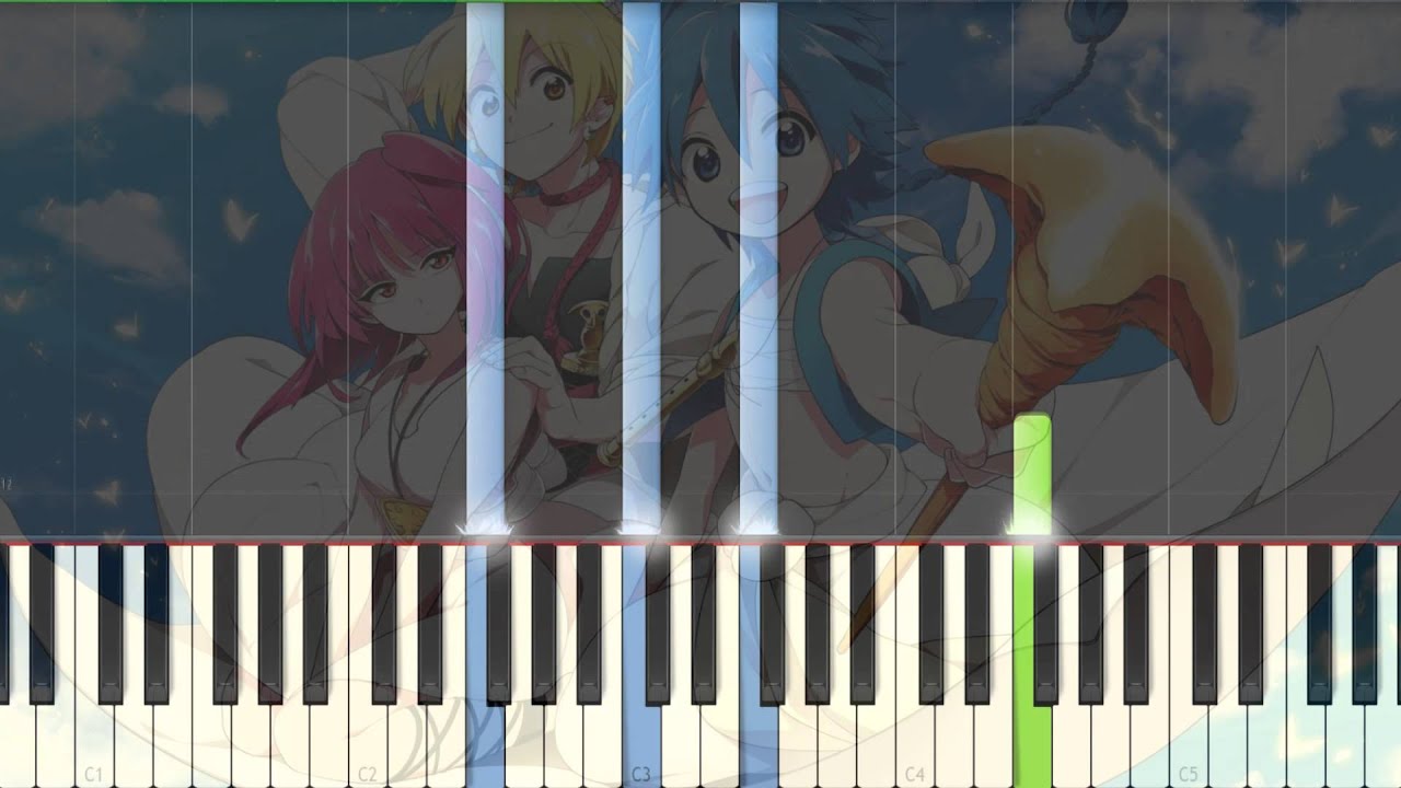 [Magi The Kingdom of Magic] ED With You With Me Piano Synthesia Tutorial
