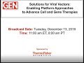 Solutions for viral vectors enabling platform approaches to advance cell and gene therapies