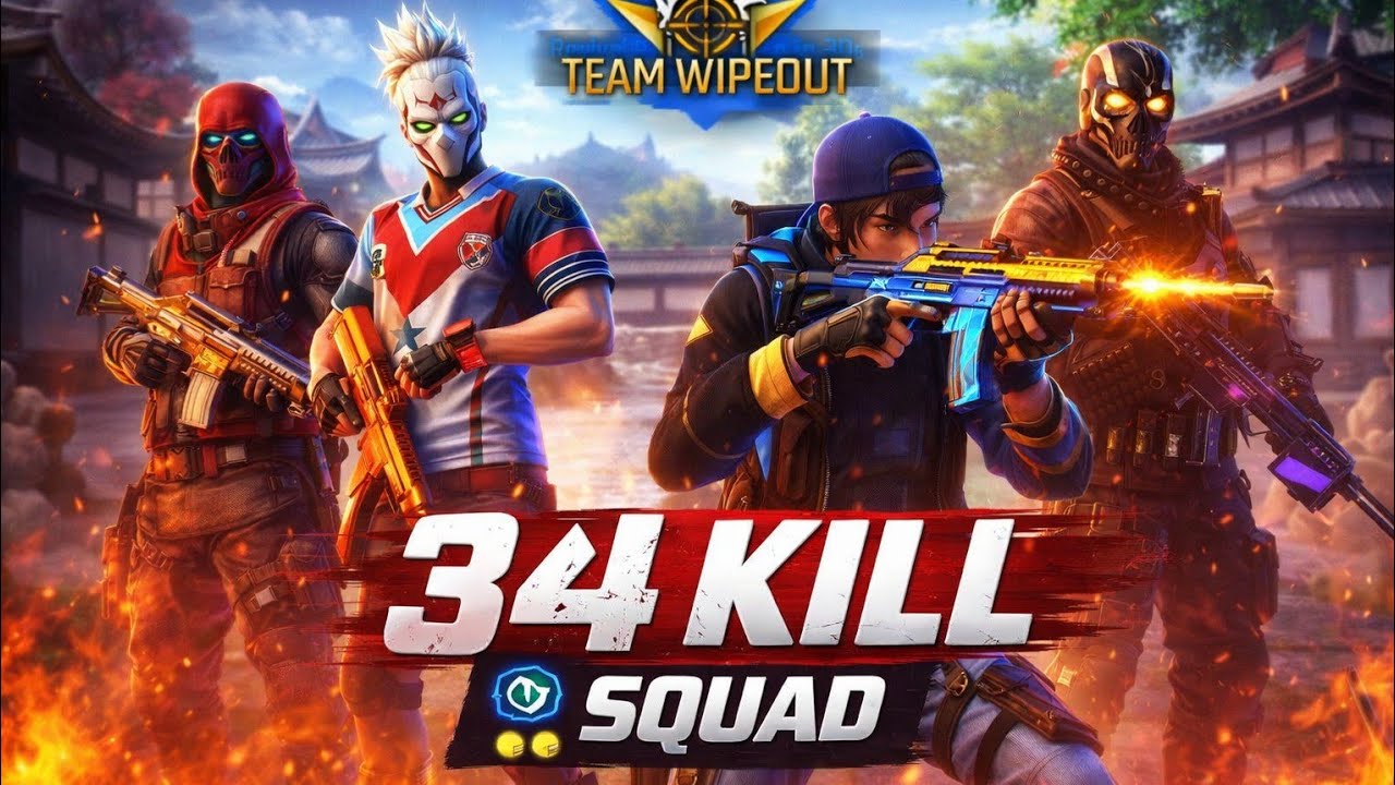 34 Kills in squad Vs squad with Golden 😱 