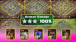 Perfect 3 Star New Combo Supper Wizard, Golem, Witch, Earthquake Spell , Defeat popular Ring base
