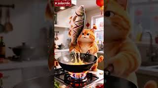 Angry Cat Cooked The Perfect Fish! 🔥😻 #viral