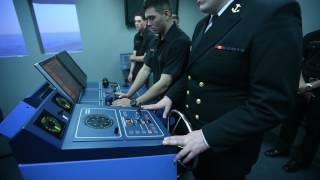 Mids Train in USNA's Bridge Simulator