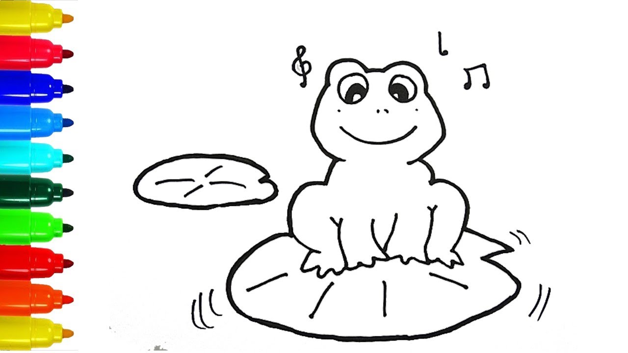 Vẽ con ếch ngồi trên lá sen | Draw frog | Drawing... - youtube