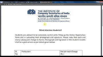 ICSI Fees on Change of name , photograph, signature in icsi student records