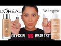 WHICH IS BETTER? L'OREAL VS NEUTROGENA SERUM FOUNDATION *oily skin* + WEAR TEST | MagdalineJanet