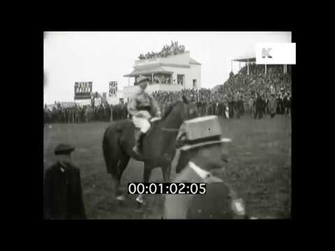 1913 Epsom Derby Parade, Horse Race Starts, HD from 35mm