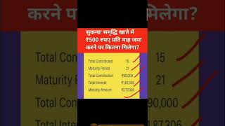 सुकन्या समृद्धि योजना में ₹500 जमा करने पर कितना मिलेगा? #shorts #ytshorts #postoffice