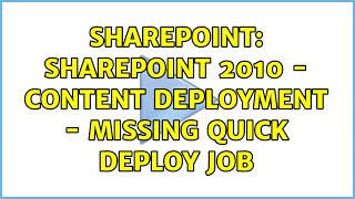 Famous Sharepoint: SharePoint 2010 - Content Deployment - Missing Quick Deploy Job Profile