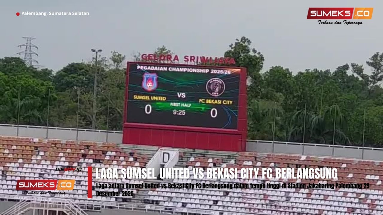 Laga Antara Sumsel United Vs Bekasi City FC Berlangsung Dalam Tempo Tinggi di Stadion Jakabaring