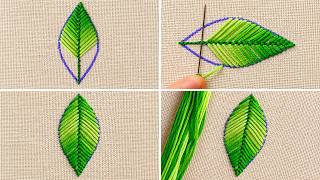 Super very easy and simple leaf doodles design hand embroidery tutorial for beginners tricky stitch