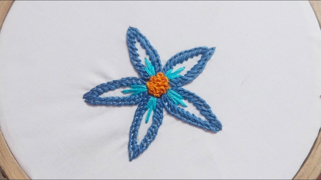 Simple flower hand embroidery design | easy hand embroidery | hand embroidery for beginners |