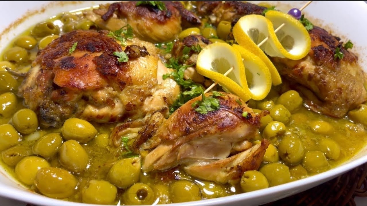 طاجين الزيتون بالدجاج فالفرن بنين عسل سهل وسريع التحضير وصفات رمضان إن شاء الله