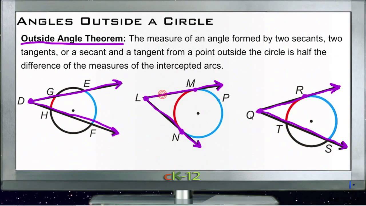 Angles Outside A Circle Lesson Basic Geometry Concepts YouTube