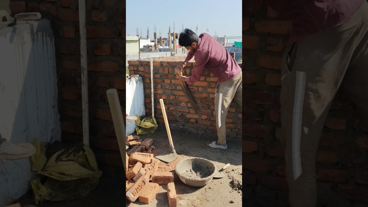 After completing the brickwork, sweeping it like this makes the surface neat and clean 