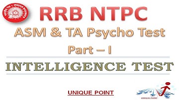 RRB NTPC ASM PSYCHO TEST | Part- I Intelligence Test