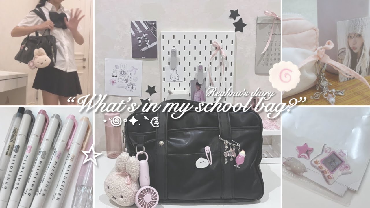 {“What’s in my school bag?”}🎀🍀:school bag tour, stationary, cute stickers -schoolgirl diaries ⋆˚꩜｡