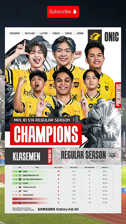 resmi! onic juara regular season MPL ID season 16 #mplid #mplids16 #mpl #mplindonesia #mobilelegend