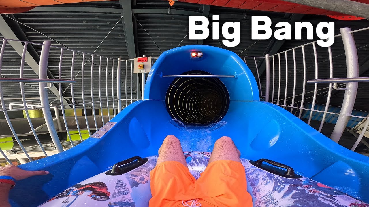 Big Bang X-Treme Level Water Slide in the World's Largest Thermal SPA Therme Erding Germany, POV 4k