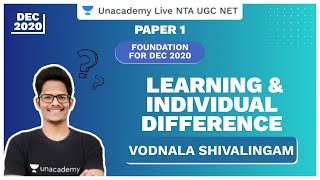 Foundation Dec 2020 | Paper 1 | Learning & Individual Differences | Vodnala | NTA UGC NET 2020