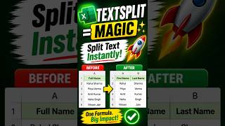 TEXTSPLIT Function in Excel | Split Data in Seconds #excelhindi #exceltips #exceltricks #textsplit
