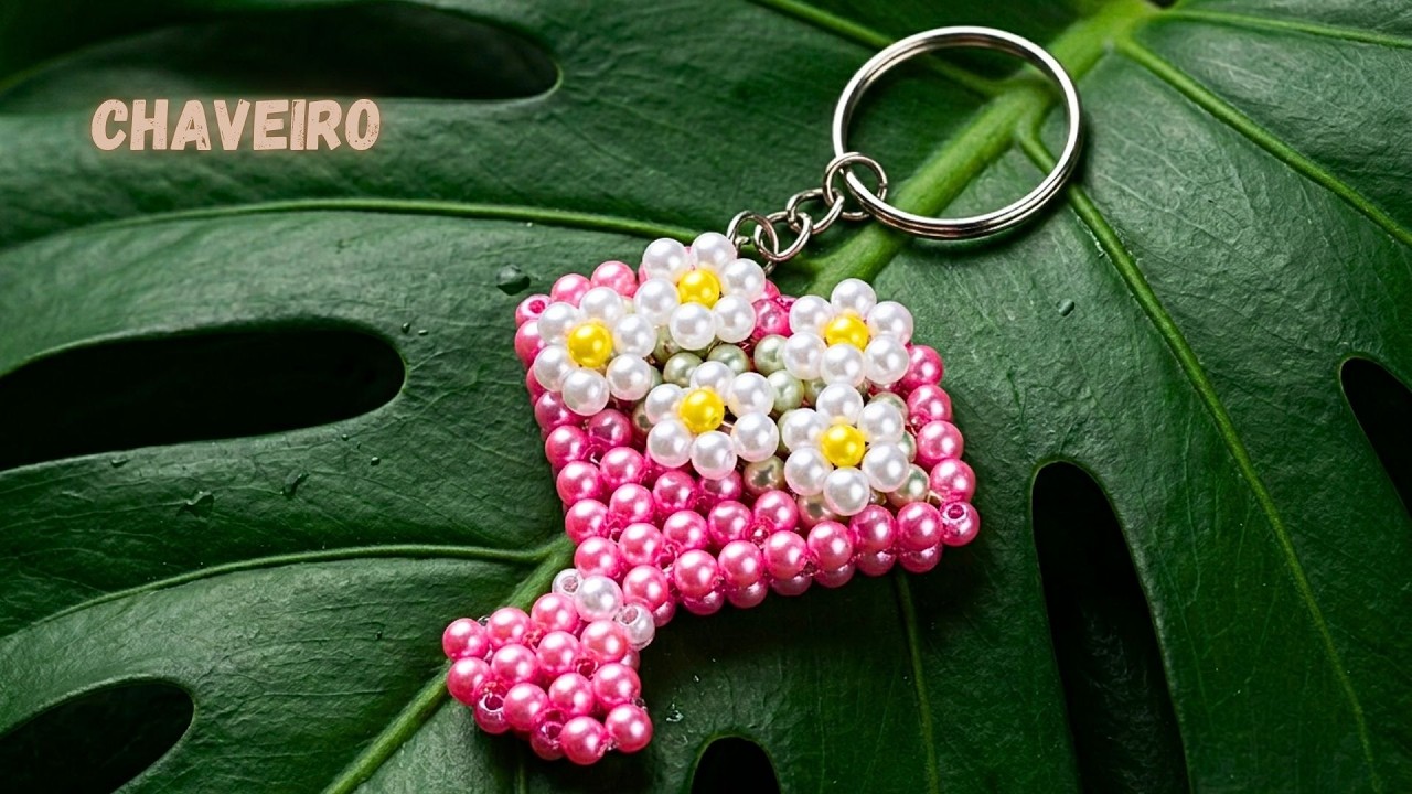 Artesanato passo a passo: Chaveiro Buquê de flores de miçanga🐿🐿🐿DIY beads