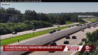 Motorcyclist killed in crash involving semi-truck in Kansas City on Interstate 29