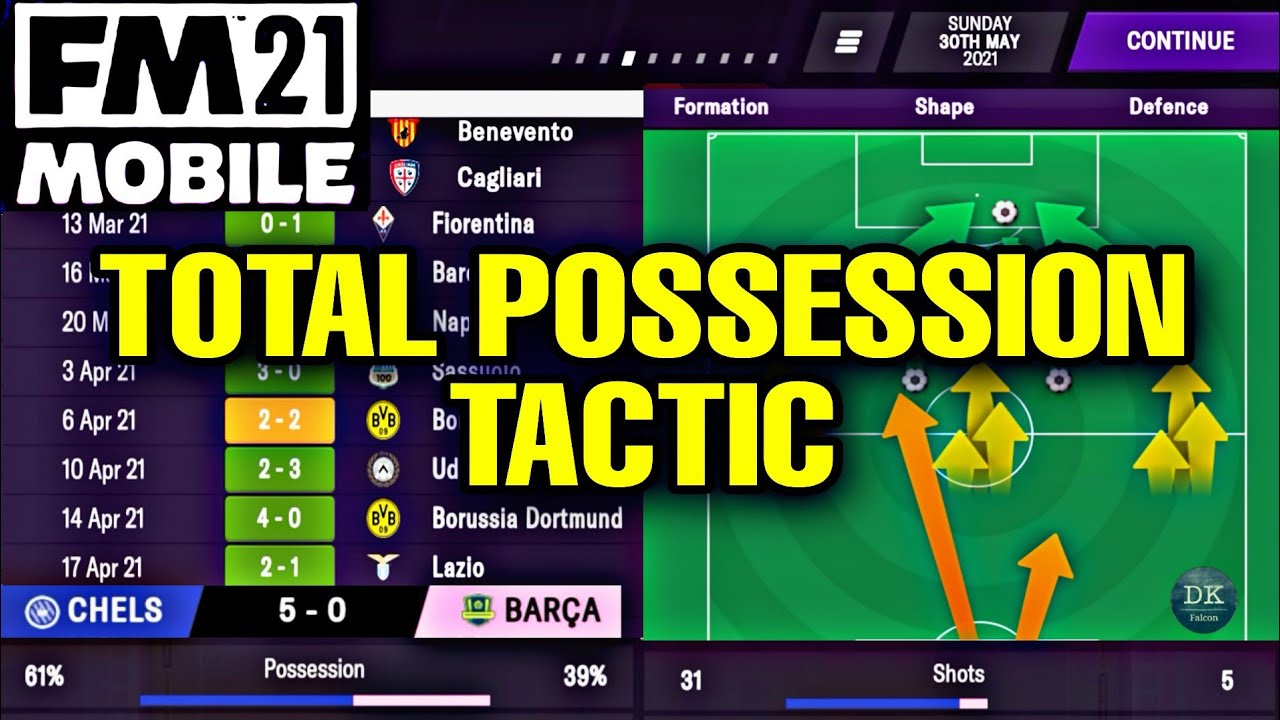 Football Manager 2021 MOBILE - TOTAL POSSESSION TACTIC (4-3-3) 