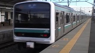 JR大津港駅2番線を発車するE501系K704編成普通水戸行き