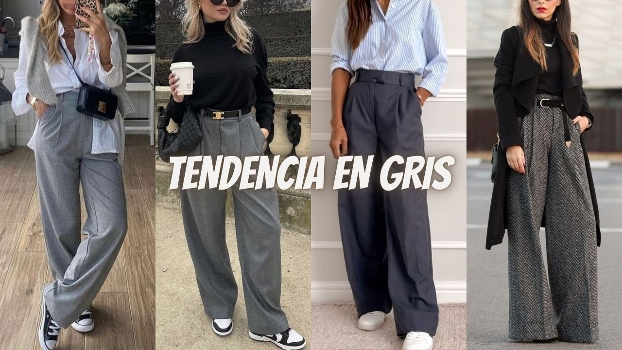 con pantalon plomo mujer outfit pantalon gris oscuro mujer La Tendencia del Color Gris en Otoño en Pantalones?The Gray Color Trend in  Autumn in Pants?☀
