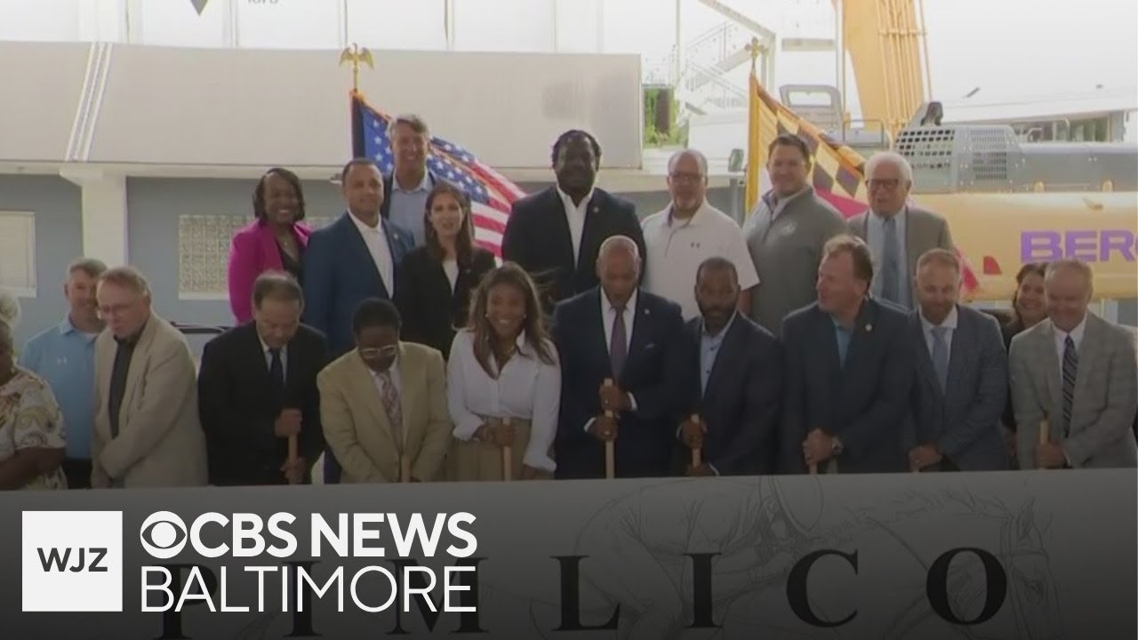 Maryland Gov. Moore, first lady attend ceremonial demolition at Pimlico Race Course
