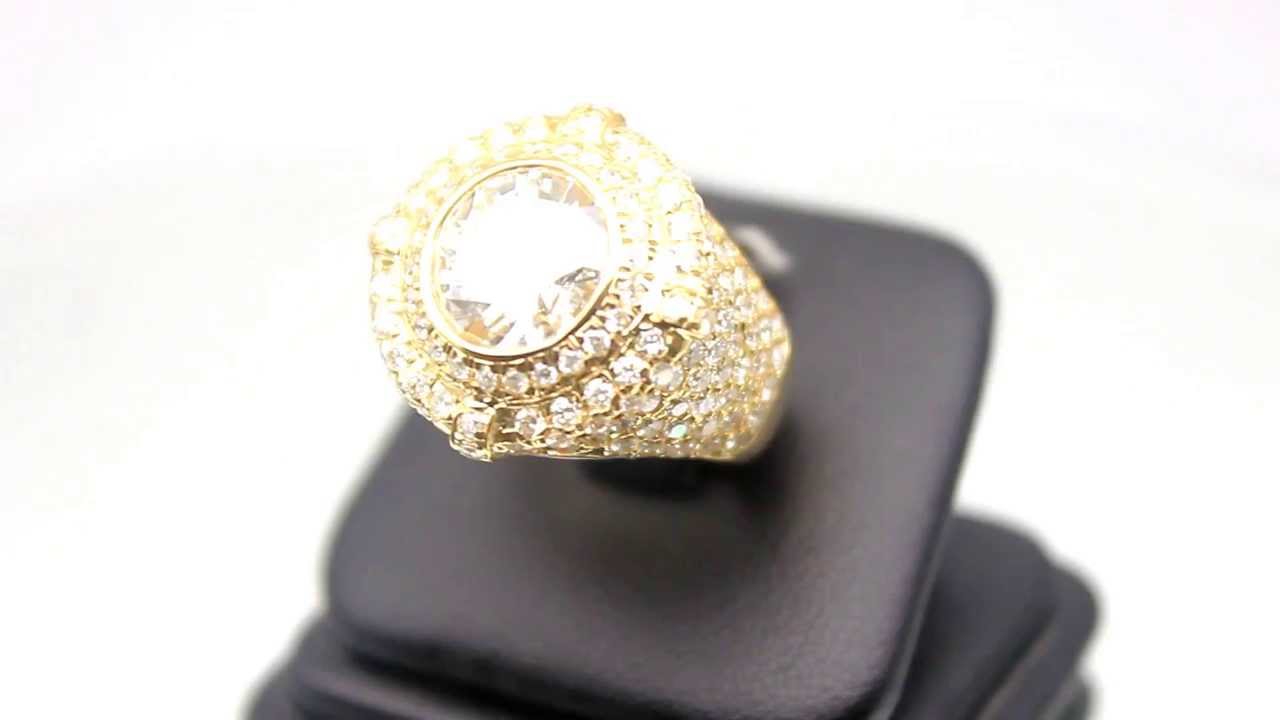 Mens 14K Solid Yellow Gold Diamond Pinky Ring 5.63 Ctw