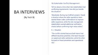 Stakeholder Conflict Management {BA INTERVIEW 76}