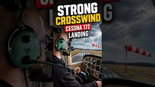 😱STRONG CROSSWIND Landing Cessna 172 m #aviation #shorts #shortvideo #flying #landing #airport