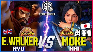 SF6 ▰ EndingWalker (Ryu) Vs Moke (#1 Ranked Mai) ▰ Street Fighter 6 High Level Gameplay