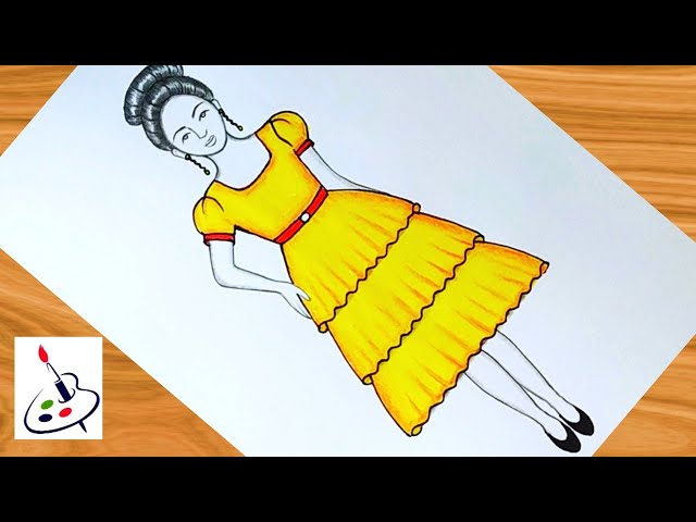 Easy girl drawing for beginners|| How to draw a girl in beautiful dress|| Dress design drawing