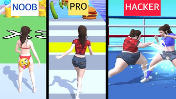 NOOB vs PRO vs HACKER | Body Boxing Race 3D Level 1