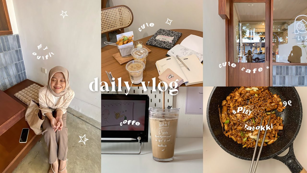 daily vlog🧸🍞: productive day , making sandwich , grocerry , cute cafe , lovely day , spicy rabokki