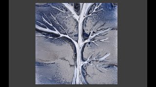 #1045 Amazing Acrylic Tree Swipe, Looks Like A Ghost Gum At Dusk