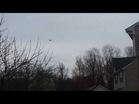 A loud uh-1n helicopter fly by
