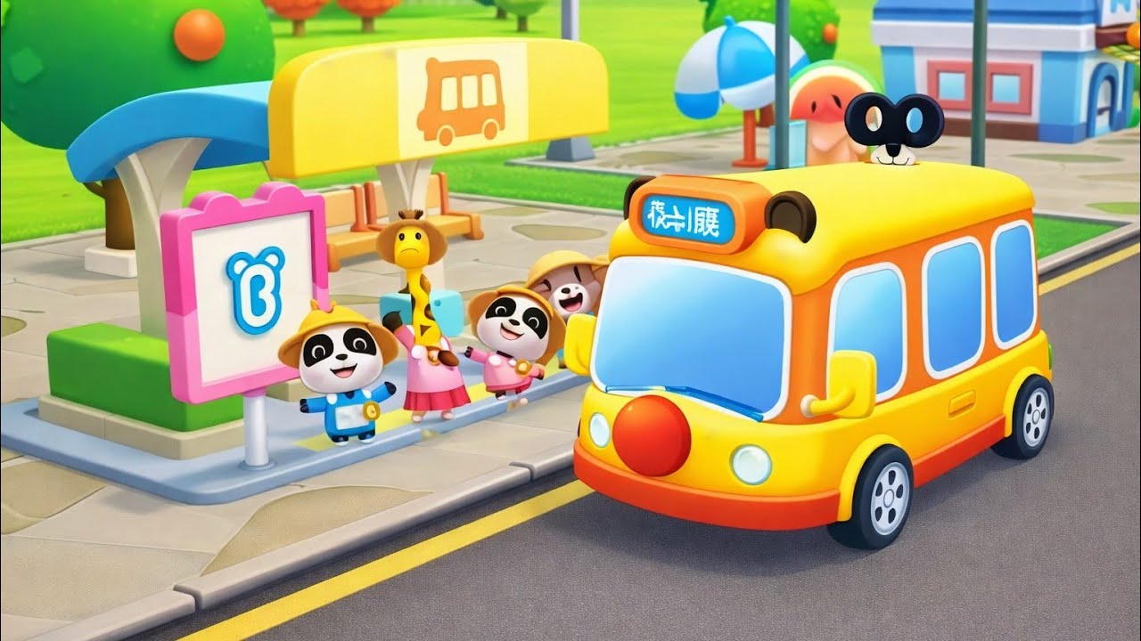 Cute Panda School Bus 🚌 | Kids Cartoon Fun | Learn & Play 