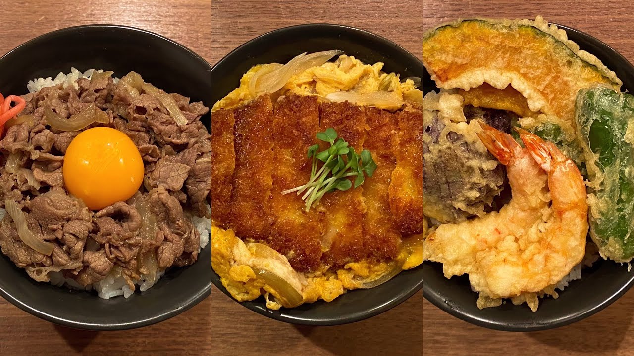 ⁣Top 3 Most Eaten Japanese Dinner - You will become addicted! GYUDON, KATSUDON & TENDON