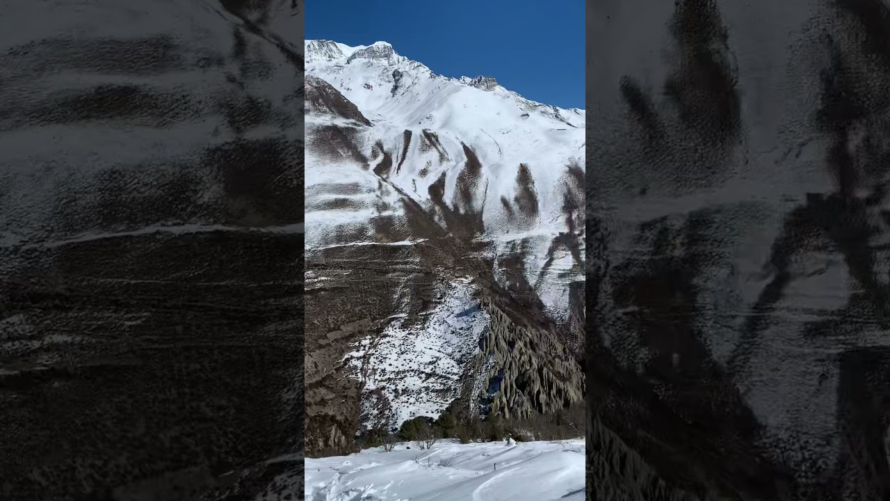 View of Manang on a mountain descent - Nepal